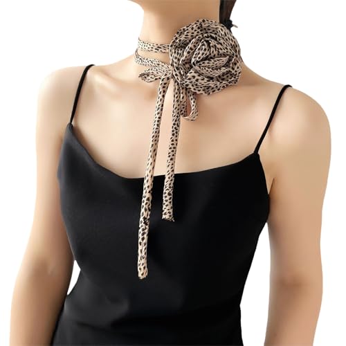 Long Stripe Flower Scarf For Girl Fashion Choker Neck Scarf Neckerchief Music Festival Necktie