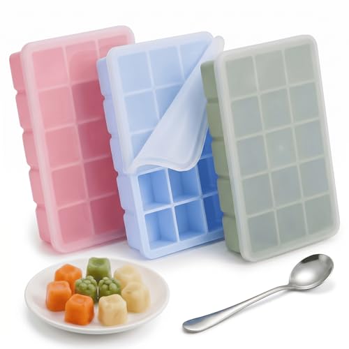 Bandeja de silicona para congelador, pack 3 con tapas y cuchara miniatura 1