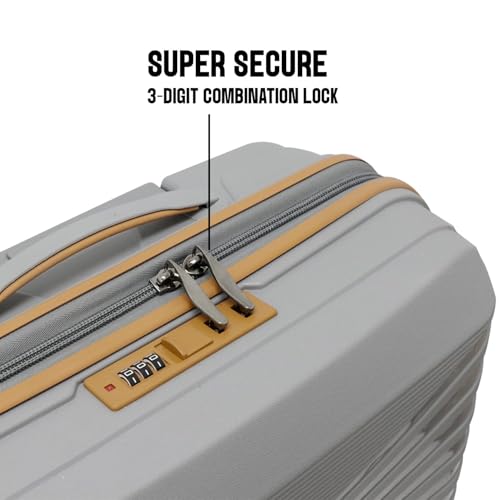 Image of Police Origine Cabin Trolley | 65L Capacity TSA Lock 8 Smooth 360 Spinner Wheels Telescopic Handle PP Hard Shell | Lightweight 20 inch Cabin Luggage for Travel & Weekend Trips (Beige /TAN) (Grey /Tan)