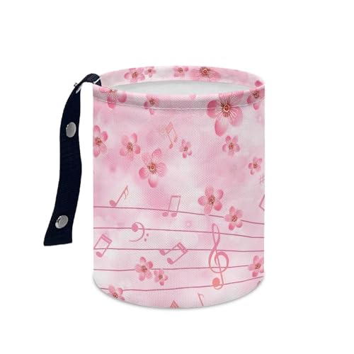 Image of Music Cherry Blossom Car Garbage Can Mini Car Trash Bin Truck Organizer Auto Storage Bag Waterproof Portable Accessories Road Trip for Kids