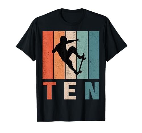 10th Birthday Retro Skateboard Skater Boys Kids 10 Years Old T-Shirt