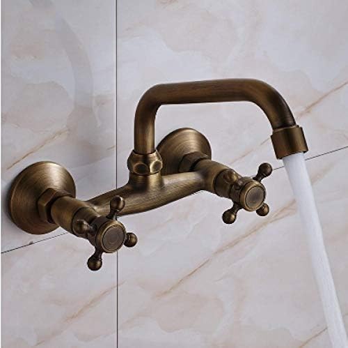 Robinet de cuisine en laiton antique, mitigeur mural rétro cascade style rétro chic