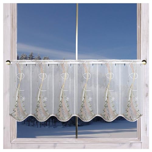Plauener Spitze Weihnachtsdecken 30 Scheibengardine Winterbaum aus Echter Plauener Spitze Moderne...