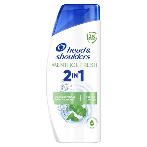 Head & Shoulders Menthol Fresh Shampoo e Balsamo Antiforfora 2 in 1 250ml. Fino al 100% Protezione dalla Forfora. Clinicamente Testato. Per Tutti i Tipi di Capelli. Per Uso Quotidiano. Profumo Mentolo