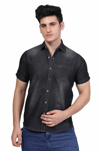 Image of Men's Denim Casual Shirts for Men | Half Sleeve Shirt | Regular Fit