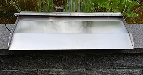 Jürgen Bocker Garten-Ambiente Wasserfall 30x8,5x22 cm Edelstahl matt Geb. mit langem Auslauf, Silber
