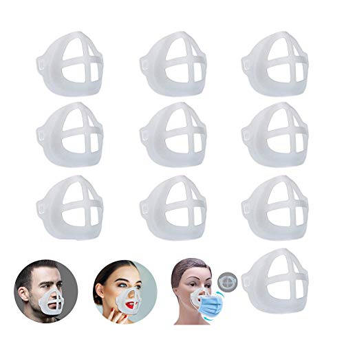 3D Face Internal Bracket Silicone Internal Frame Face Cradle to Protect the Lipstick Comfortable Breathable Washable And Reusable(10Pcs, white)
