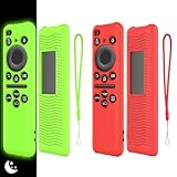 [Pack of 2] Remote Case for Samsung TV Remote 2023 New BN59-01432J BN59-01432A Protective Cover for Samsung Smart TV Solar Remote Shockproof Silicone Case Cover with Lanyard (Red+Glow Green)