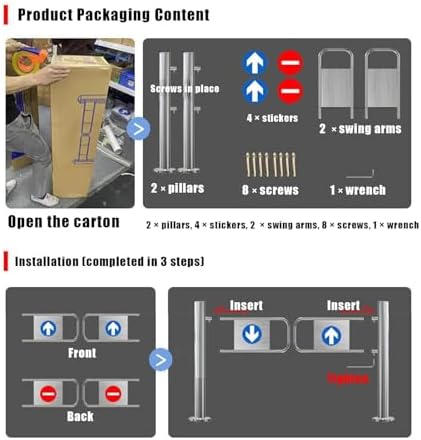 Spring-Loaded Safety Gate with Auto-Close Design - Ideal for Secure Access in Supermarkets, Libraries, Retail Stores, and Child Safety Solutions