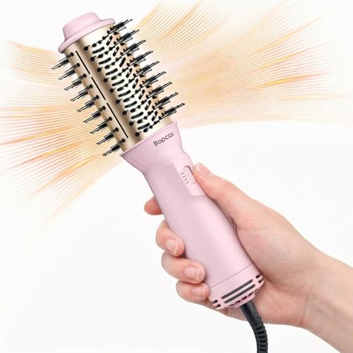 2' Travel Blow Dryer Brush, Dual Voltage 100-240V Hot Air Brush, 4-in-1 Ionic Hair Dryer Brush for...