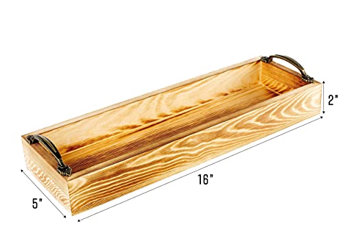 Strova Rectangular Wood Serving Tray With Handles – 16 Inch Long Narrow Tray For Serving Wine, Appetizers, Coffee, Condiments, Fruits, And More #TOP6