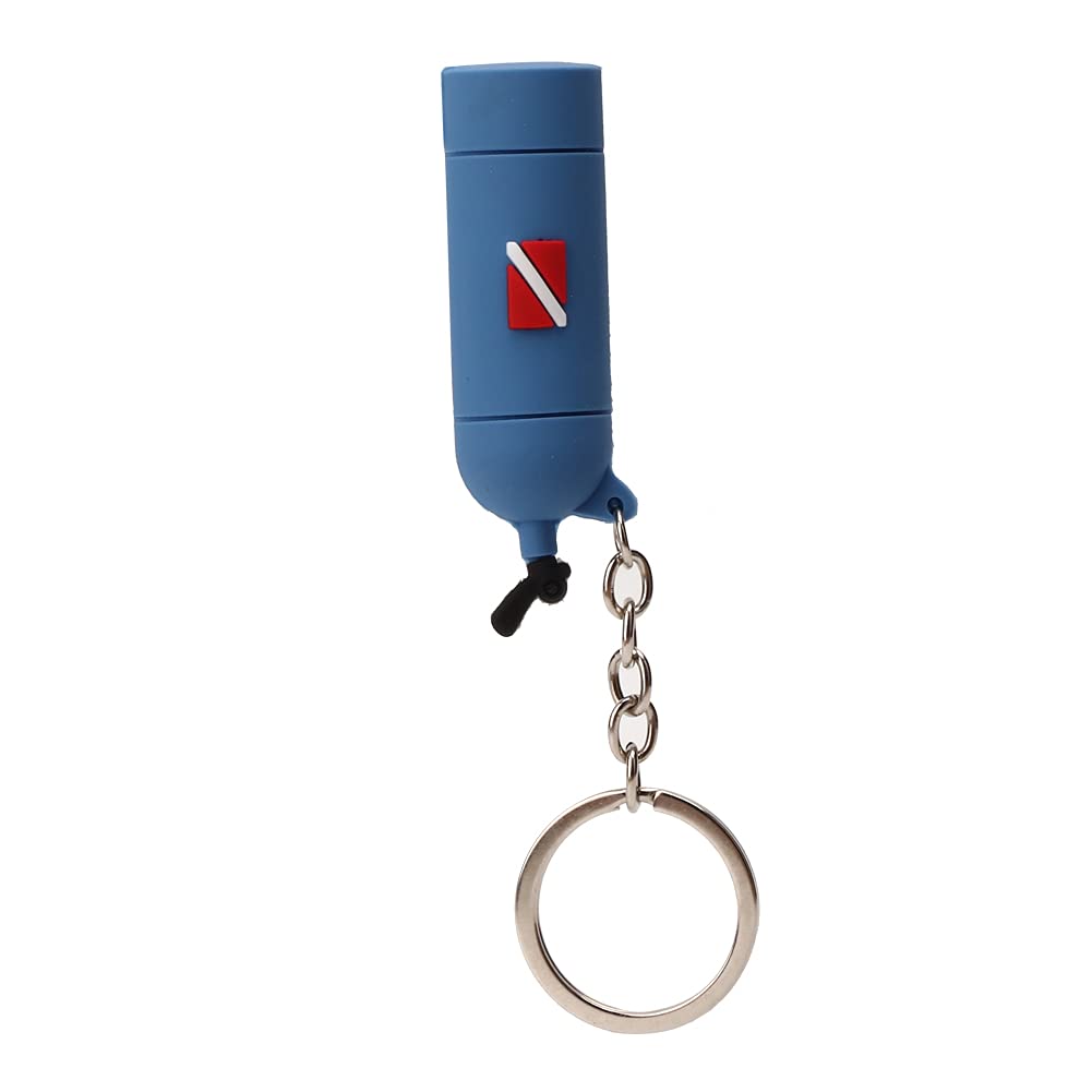 Keenso Portachiavi a Tema per Immersioni, 1Pcs Mini PVC Scuba Diving Tank Portachiavi Cilindro Portachiavi per Donne e Uomini(10 * 5 * 3cm-Blue)