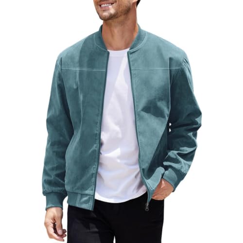 Chaqueta informal para hombre con cremallera y cuello alto aislante del frío