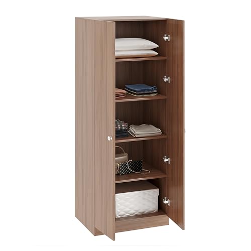 Image of FURNEASER Fanciable Engineering Wood 2 Door Wardrobe Almirah for Clothes | Double Door Cabinet Closet Organizer | Multipurpose Cupboard for Bedroom Living Room | 60 x 42 x 180 CM (Exotic Teak)