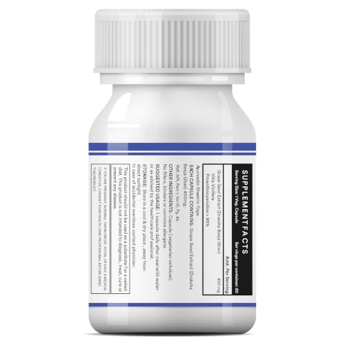 Image of INLIFE Grape Seed Extract Supplement 400mg, 95% OPC, 60 Veg Caps
