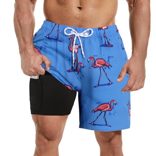 Mens Swim Trunks with Compression Liner 7" Inseam Quick Dry Board Shorts Swim Shorts Bathing Suits2