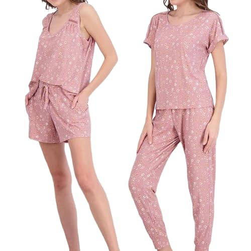 Image of Lucky Brand Women's Pajama Set - 4 Piece Sleep Shirt, Tank Top, Pajama Pants, Lounge Shorts (S-XL)