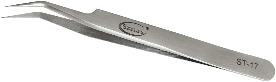 Vetus Tweezer Stainless Steel Non-magnetic Curved Slant Tip Eyelash Eyebrow Tweezers Makeup Tool ST-17