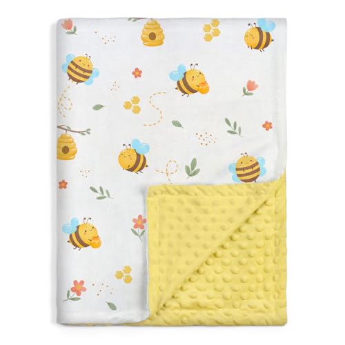 Image of SANDJEST Bee Minky Blanket 30 x 40 Inches, Gift for Christmas Birthday