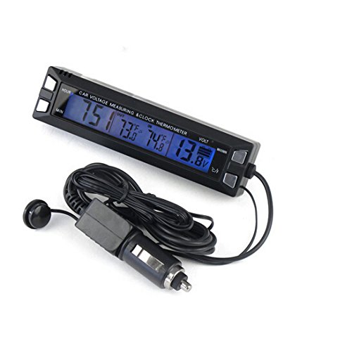 Botetrade 12V Car Auto Digital led In/Out C/F Clock time Thermometer Voltage Volt Meter