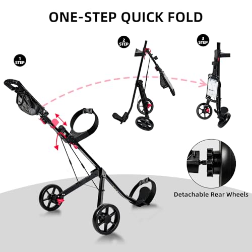 Image of XDriveMax GC01 Golf Pull Push Cart 2 Wheel,Foldable Golf Push Cart for Golf Clubs,Lightweight Folding Golf Walking Pull Carts