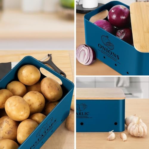 Image of 3 Pieces Potato Onion & Garlic Storage Bin Sturdy for Kitchen Counter | Kitchen Storage & Organization | Food Storage Containers