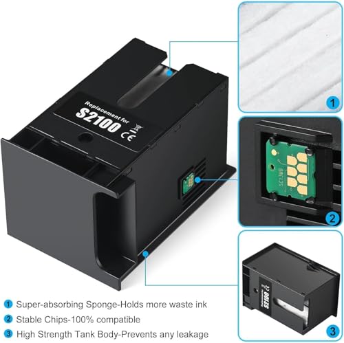 Image of S2100 / SC13MB Ink Maintenance Tank Box with Chip for SC-F530 / F531 / T3130 / T5130 /SC-T3150 / 3150N / T5150 / T5150N / Surecolor SC-F570 T3170 Printers (S2100 C13S210057 SC13MB Maintenance Box)