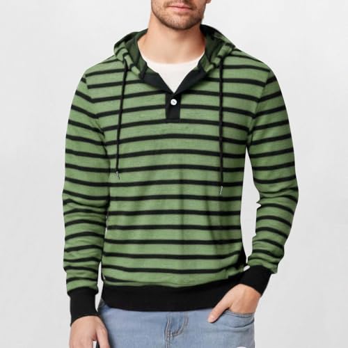 Men's Striped Long Sleeve Hoodie Henley V Neck Casual Fashion Hip Hop Tee Top Quarter Button Hooded Henley Shirts2