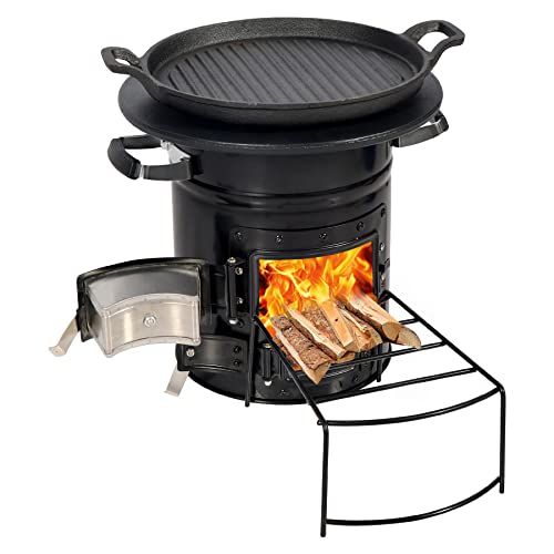 Lineslife Rocket Stove Wood Burning Portable and Grill Pan,