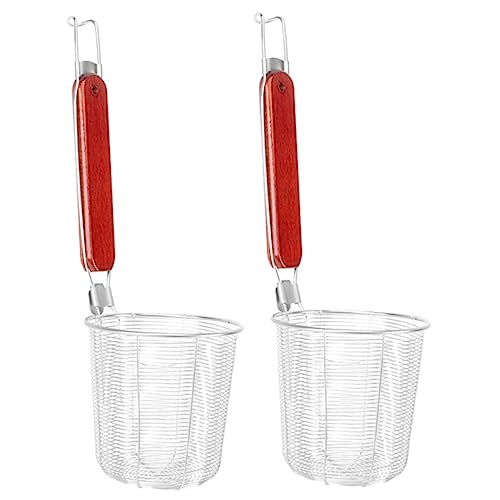 Cabilock 2pcs Stainless Steel Colander Fettuccine Noodles Mesh Strainer Spaghetti o Chinois Pasta Strainer Hot Pot Spider Colander Noodle Spider Skimmer Baking Sieve Large