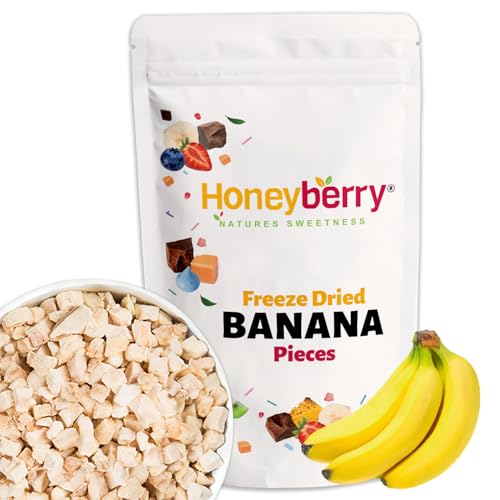 Piezas de plátano liofilizado (100 g), sin azúcar añadida, 100% natural, sin gluten, apto para veganos.
