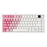 X F75 MAX と互換性のあるキーボード コンパクト 75 パーセント ANSI レイアウト有線 2 ​​4GHz ワイヤレスメカニカルキーボード TFT スクリーンとノブ付き(Pink White)