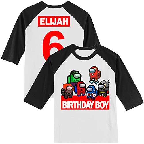 Personalized Avenging Super Heroes Birthday Shirt | Handmade Decorated Shirt | Personalized with Name and Age | Unisex 3/4 Sleeve Raglan T-Shirt