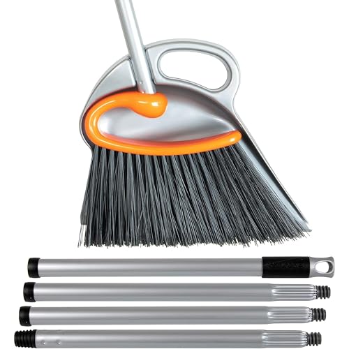 Surfer Combo Broom with Dustpan Combo Set 4-Piece Composable Handle Broom and Dustpan Set with Long Handle | Durable Dust Pan & Broom for Home and Commercial Cleaning