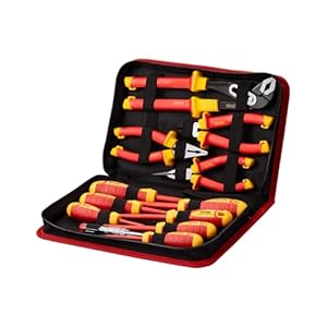VEVOR Juego de Destornilladores Aislados, 12 PCS Kit de Destornilladores Eléctricos Profesionales con Puntas Ranuradas Phillips Magnéticas, Alicates Aislados y Alicates Diagonales para Electricistas