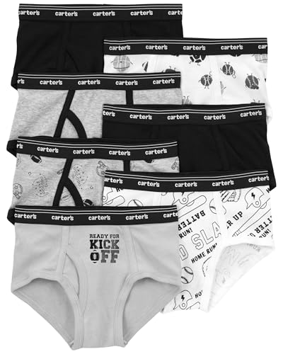 Lista de Calzoncillos para Niño los mejores 5. 47 Carter's - Paquete de 7 ropa interior para niños, Negro/Gris/Blanco Deportes, 14 Años