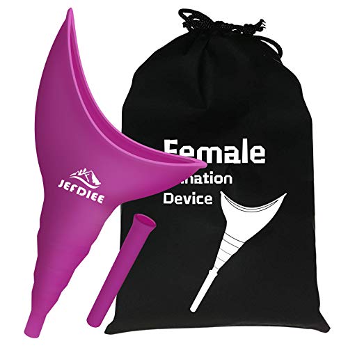 Female Urination Device, Portable and Lightweight Urinal for Women Standing Up to Pee, Reusable Silicone Urine Funnel with Extension Tube Perfect for Outdoor Activities and Public Restroom (Fuchsia)