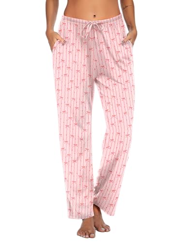 Image of Ekouaer Women Pajama Pants Comfy Pj Bottom with Pockets Stretch Plaid Sleepwear