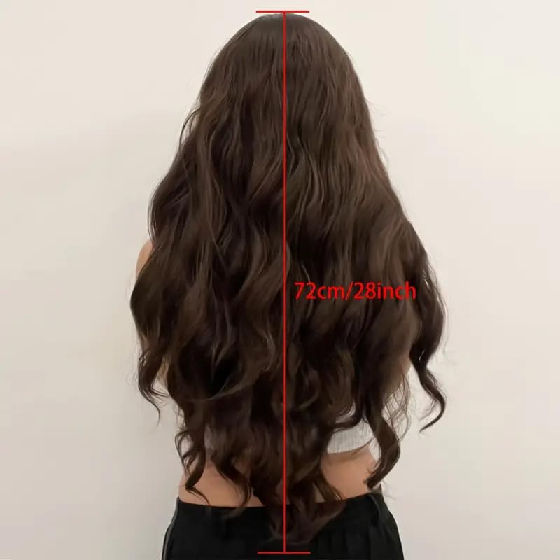Image of Akashkrishn Synthetic Hair Wig For Women Long Brown Wig Middle Part Body Wavy Front Wig For Women Daily Party Use Natural Look Hair Wig