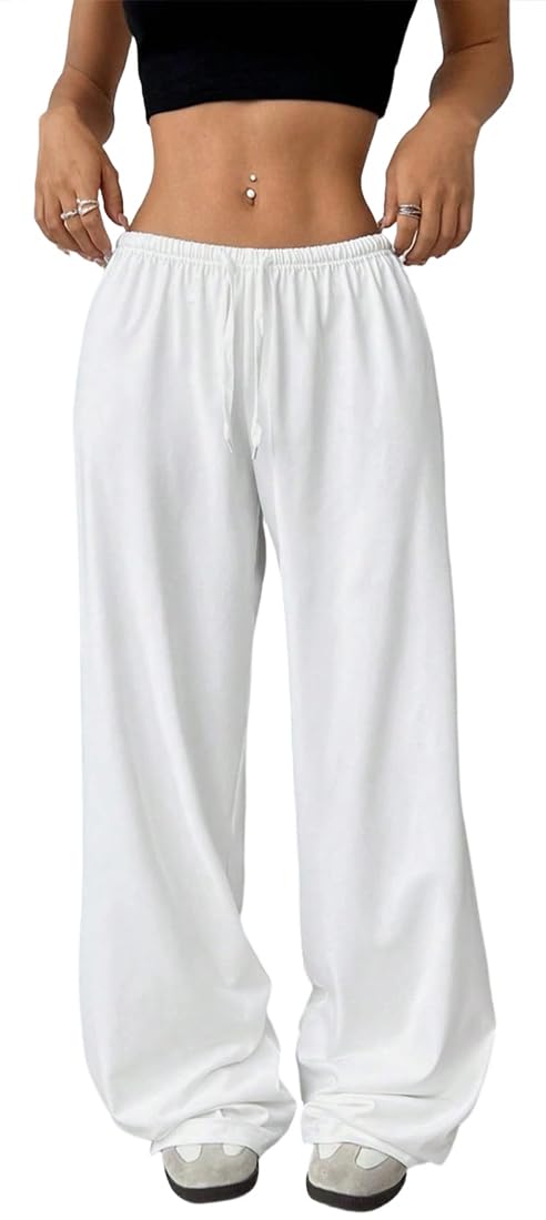 WINKEEY Pantaloni Sportivi Donna Larghi Pantaloni da Jogging Gamba Larga Vita Alta con Tasche Pantaloni Estivi Leggeri e Casual
