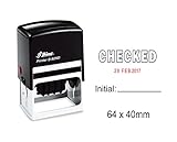 Self Inking Shiny Date Stamp with Checked & Initial Text Ofiice Stationery Rubber Stamper S-829D