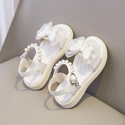 IWIHMIV Toddler Girl Sandals Flower Girl Crystal Bow Dress Shoes Open Toe Little Kid Summer Flat Open Toe Sandals4
