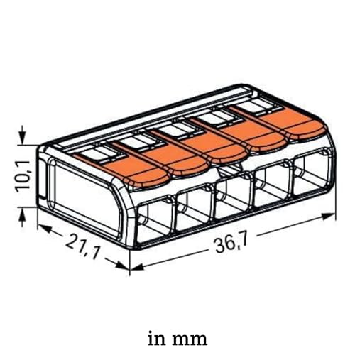 WAGO Verbindungsklemmen 221-615 | 5 Leiter, bis 6 mm², 15 Stück, COMPACT Kabelverbinder mit Hebeln für alle Leiterarten weltweit… – Ansicht 3
