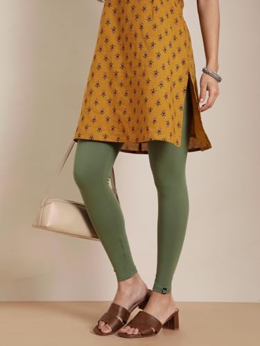 Image of TWIN BIRDS Super Stretchable Cotton Elasthane Fabric Ankle Length Leggings for Women