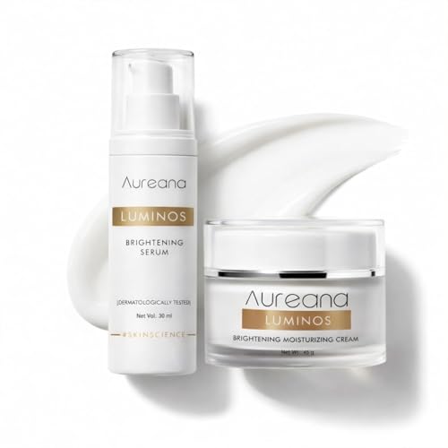Image of Aureana Luminos Brightening, With Niacinamide, Alpha Arbutin & Allantoin | Reduces Pigmentation & Inflammation Enhances Glow & Deeply Hydrates | 100% Veg, Sulphate-Free, Paraben-Free | Hypoallergenic & Dermatologically Tested (Serum+Moisturizer)