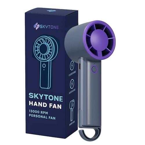 Image of SKYTONE Hand Fan Portable, Powerful Hand Fan Cute Design 5 Speed-13000 RPM, Lightweight-Compact & Lightweight - Ideal for Home, Office, Outdoor (Navy Grey)