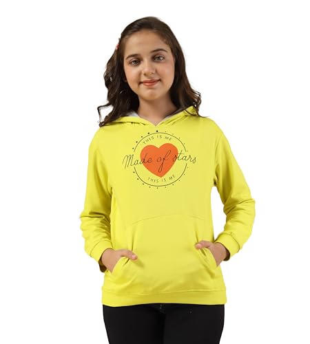 Image of KYDA KIDS Girls Cotton Hooded Neck Hoodies - Sweatshirt with Hoodies Full Sleeves Girls Winter Wear, Long Sleeve Sweatshirts for Girls -Regular Fit