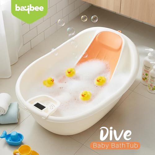 Image of Baybee Bathtub for Baby 0 to 3 Years | Bathing Tub for New Borns with Back Support & Temperature Sensor | Baby Bath Tub for Kids with Anti-Skid Base & Drainer | Portable Baby Bather for Girls & Boys