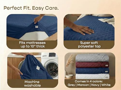 Image of SleepyCat Quilted Mattress Protector | Soft Quilted Comfort | Waterproof Backing | Everyday Mattress Protection | Multiple Sizes |(Queen Size, 72x60 Inches)