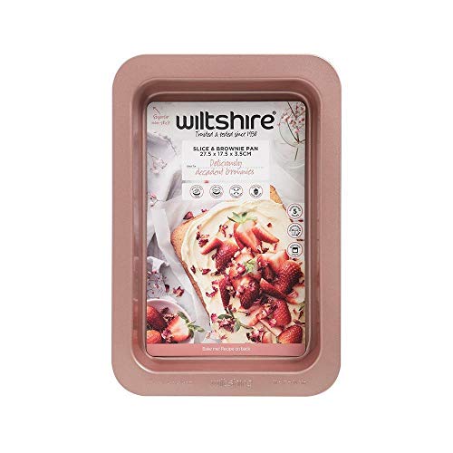Wiltshire Rose Gold Slice Tin, PFOA PTFE Free, Robust Brownie Cake Pan, Non-Stick Coating, Rectangular Coated Baking Pie Tin - Image 2